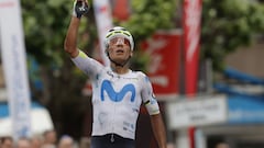 Nairo Quintana celebra su victoria en la etapa 2 de la Vuelta a Asturias 2026.