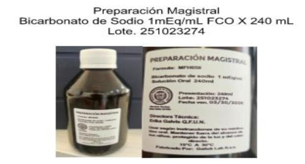 Bicarbonato de sodio 1 mEq/mL frasco, representa un peligro para la salud.
