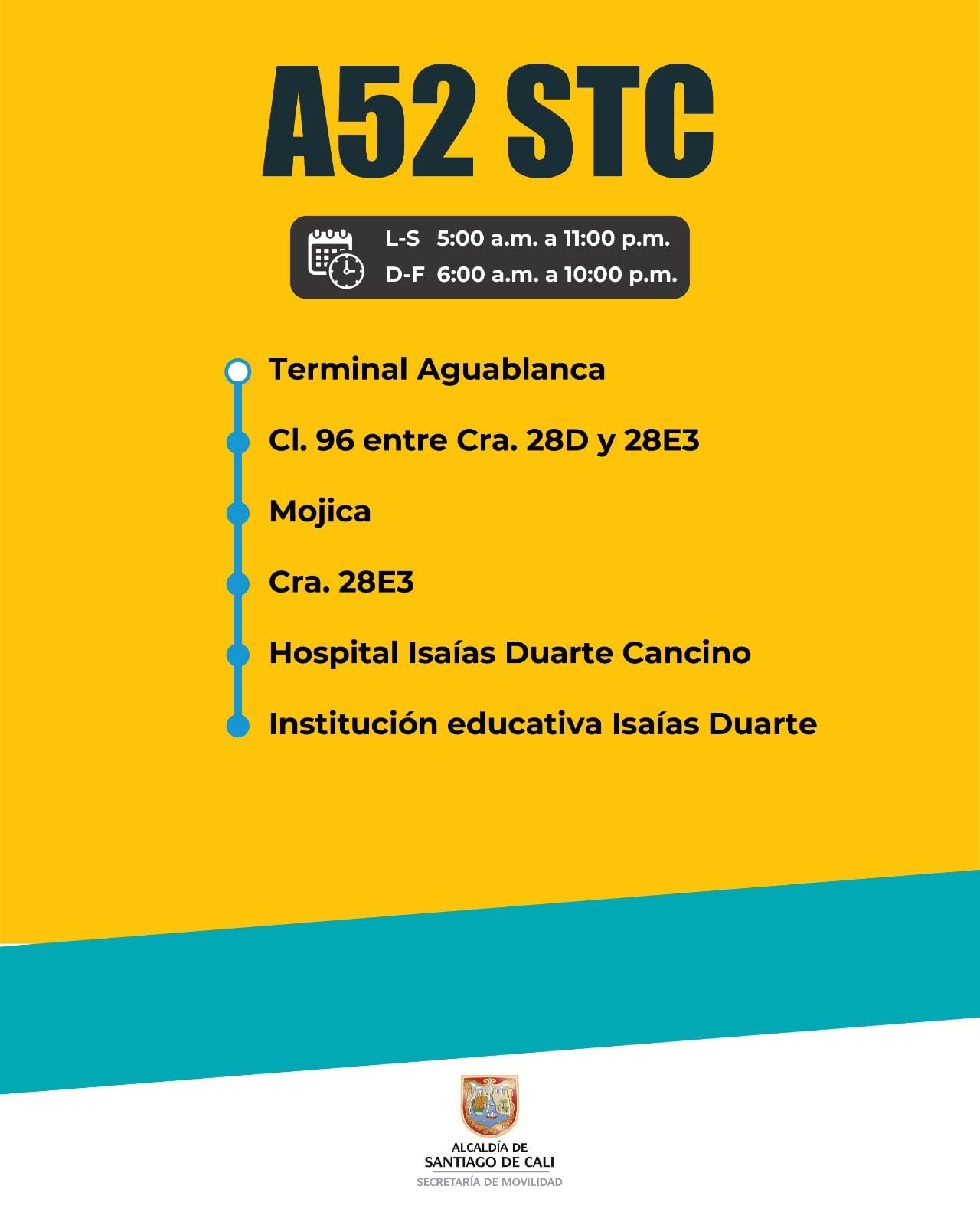 Mio ajusta las rutas A52 y A57, las cuales se transforman en A52 STC y A57 STC para mejorar la movilidad.
