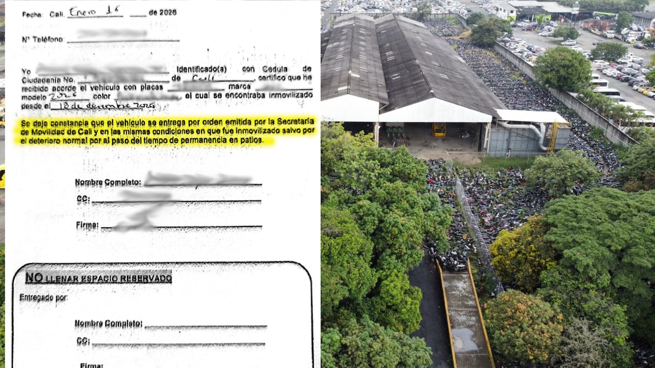 Este es el documento (izq.) que obligatoriamente deben firmar los conductores para que le autoricen la entrega de su vehículo en los patios al servicio de la Secretaría de Tránsito de Cali.