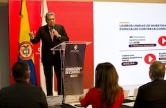 El contralor Genera, Carlos Hernán Rodríguez Becerra, durante la presentación de su rendición de cuentas.
