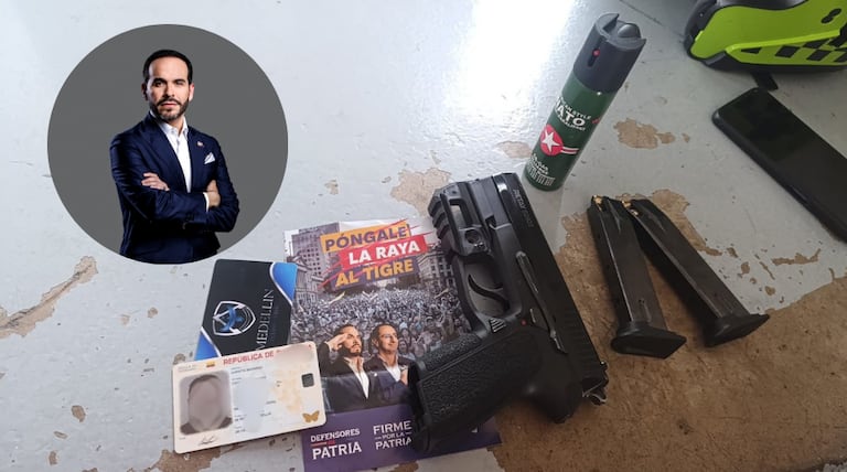 Material hallado a persona que, supuestamente, se presentó como escolta de Abelardo de la Espriella.