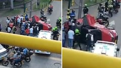 El conductor de un vehículo perdió el control y terminó volcándose hasta impactar contra un poste en la Autopista Suroriental con carrera 39.