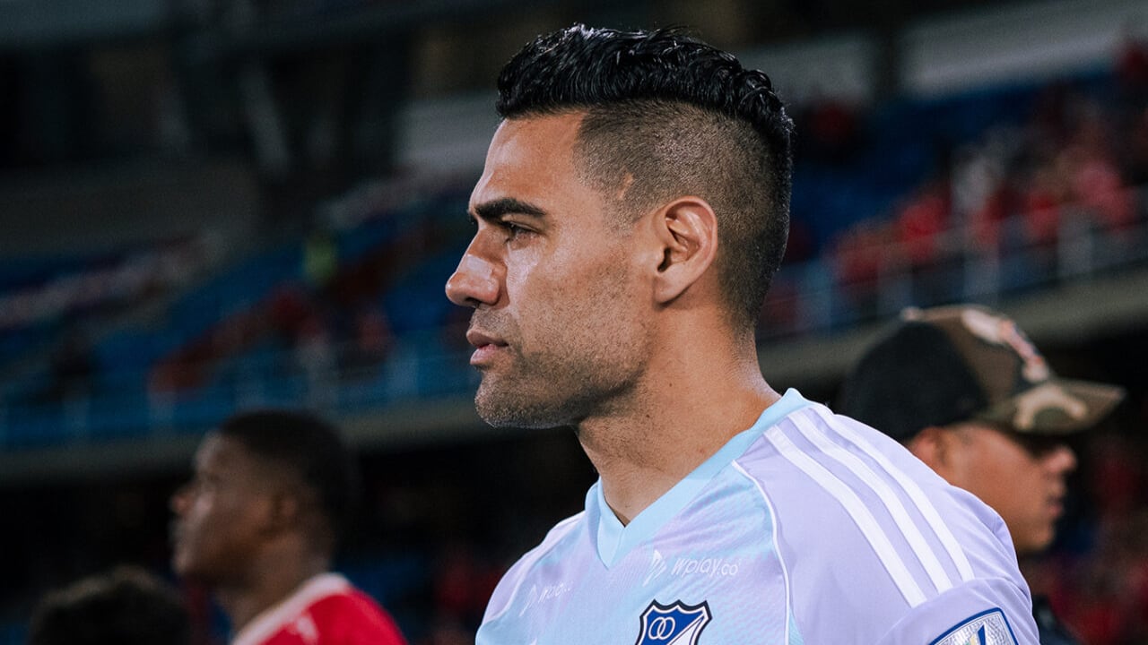 Radamel Falcao García, de Millonarios vs. América de Cali en el partido de Liga BetPlay 2026-II.