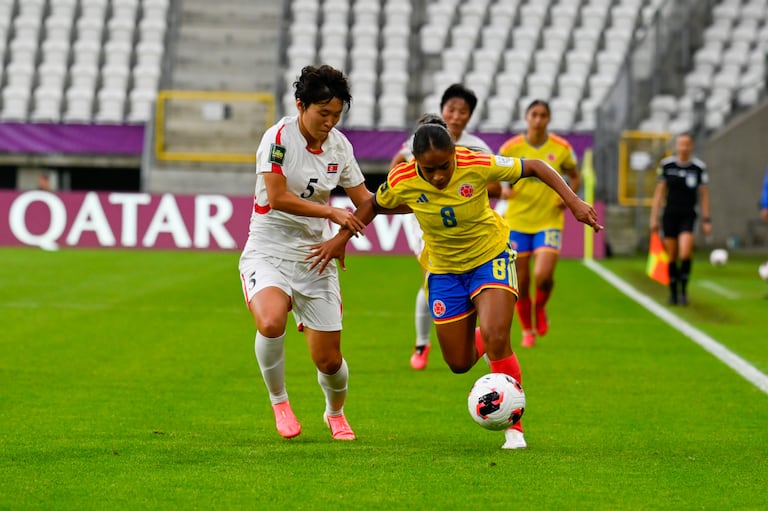 Imagen del partido entre Colombia y Corea del Norte por la fase de grupos del Mundial Femenino Sub-20 de Polonia 2026.