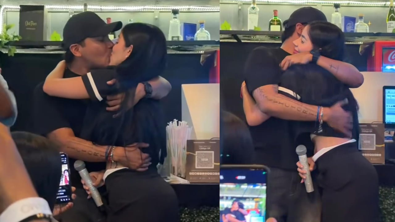 el beso entre Juanda Caribe y Mariana Zapata en Barranquilla