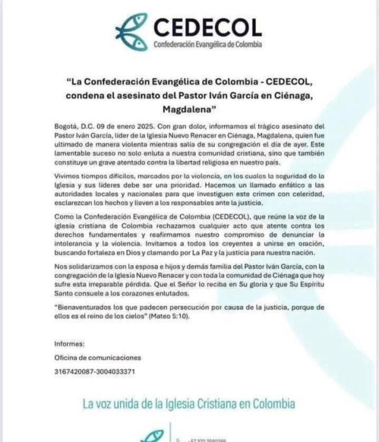 Pronunciamiento de Cedecol