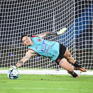 James Rodríguez fue arquero durante el último entrenamiento.
