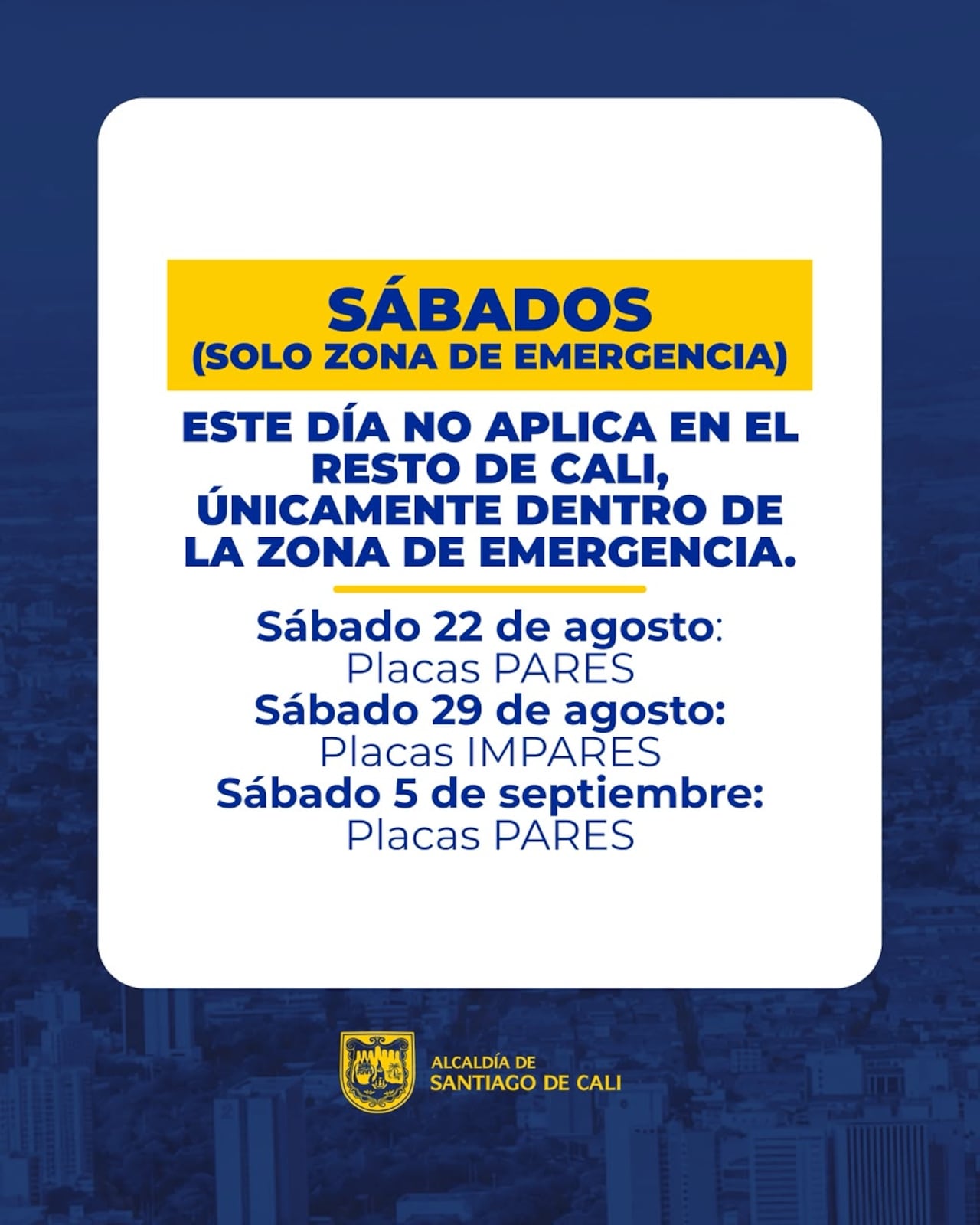 El polígono entre las carreras 36 y 66 mantendrá una restricción especial de cuatro dígitos por día para despejar el paso a los equipos de emergencia.