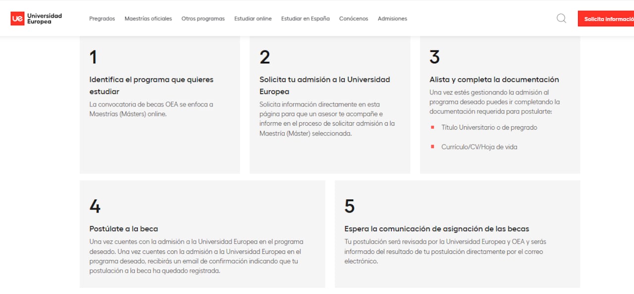 Pasos recomendados por la Universidad.