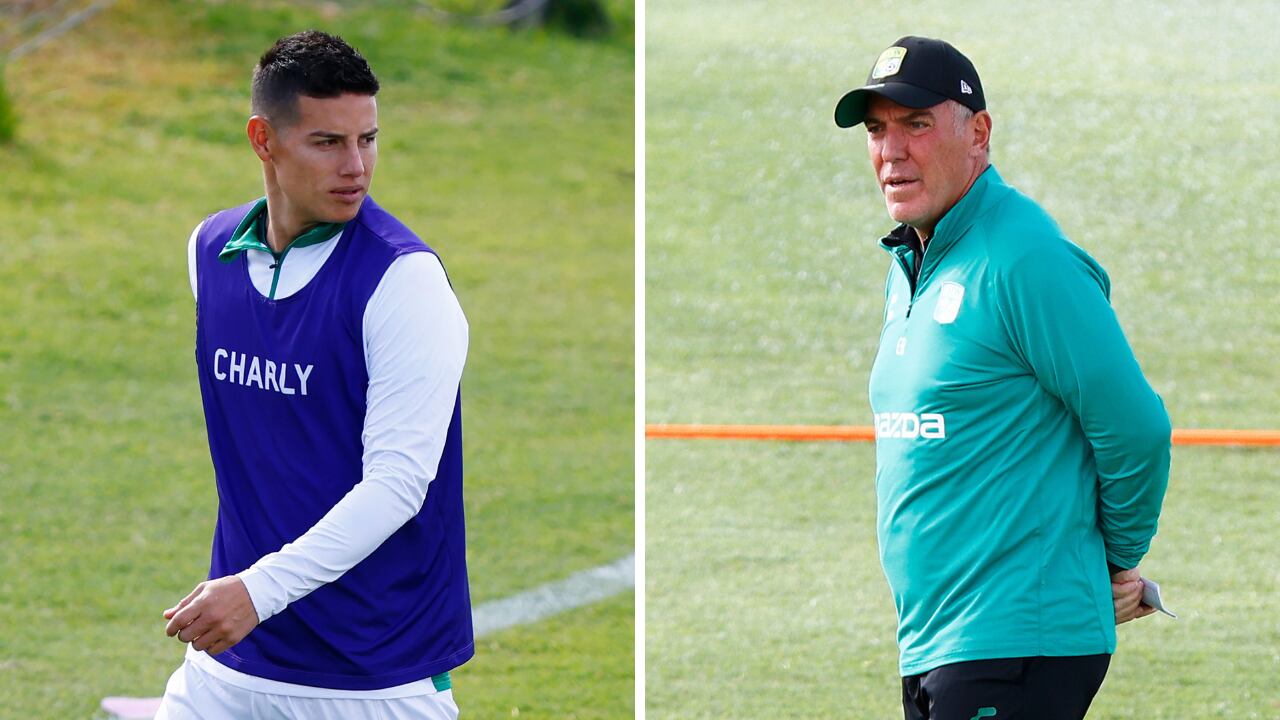 James Rodríguez y su técnico en el Club León, Eduardo Berizzo