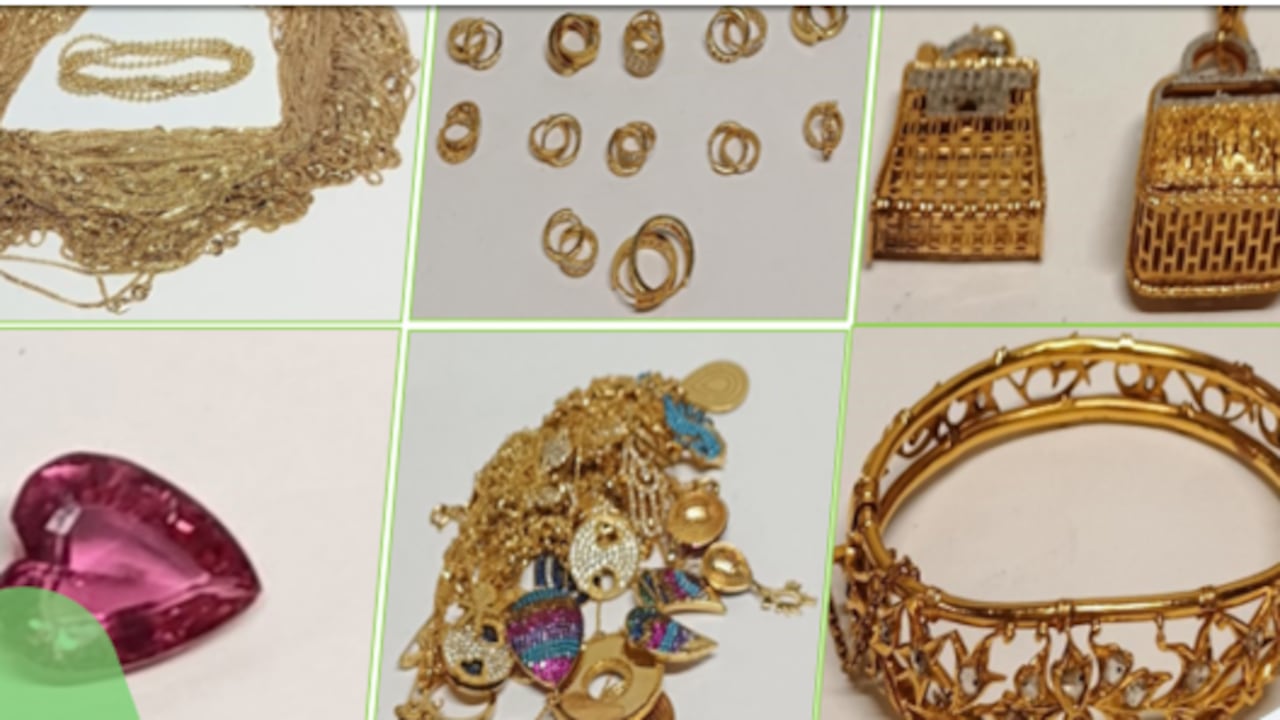 Fotos de joyas del catálogo que hará parte de la subasta de la Dian