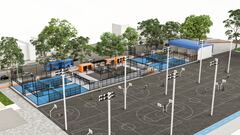 Así se verá el nuevo complejo de pádel en las Canchas Panamericanas de Cali.