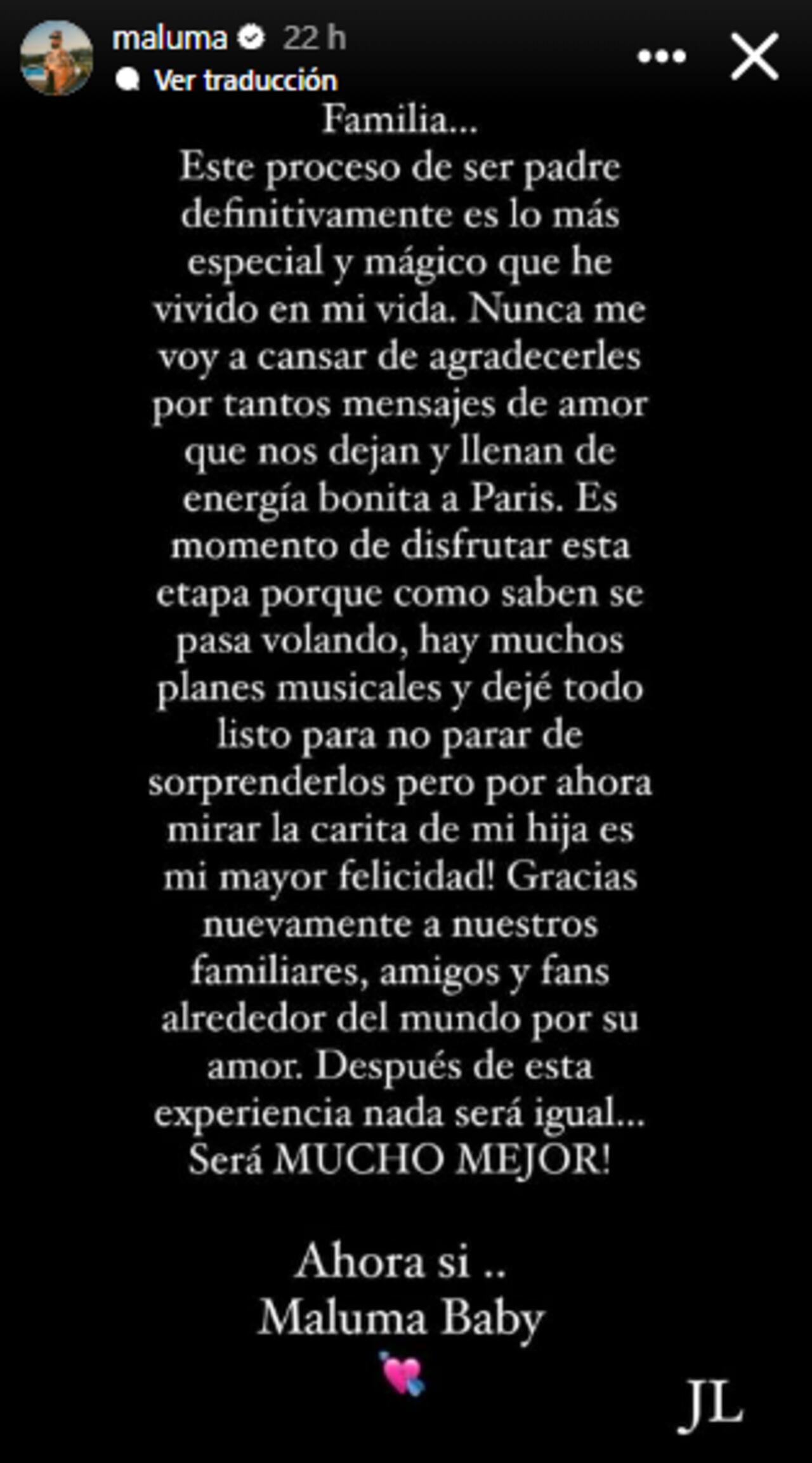 Maluma menciona cambios en su carrera musical por nacimiento de su hija