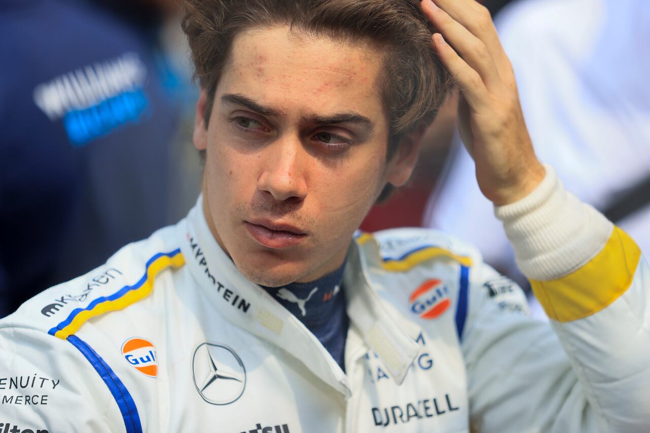 Williams driver Franco Colapinto of Argentina walks through pits during the Formula One Mexico Grand Prix auto race at the Hermanos Rodriguez racetrack in Mexico City, Sunday, Oct. 27, 2024. (Carlos Perez Gallardo/Pool Photo via AP)
