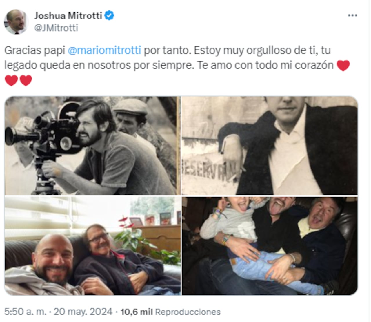 Joshua Mitrotti, hijo del director, confirmó la noticia de su muerte en su cuenta de X.