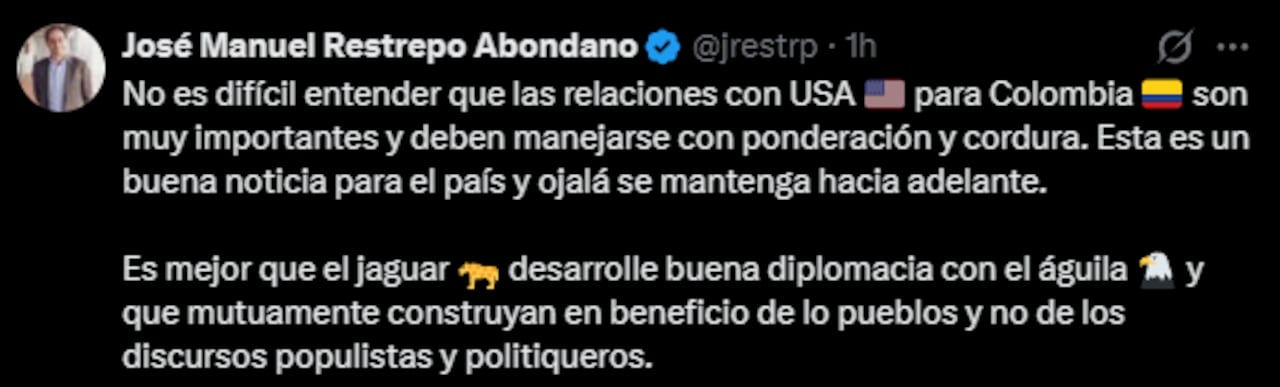 Desde el sector económico, el exministro de Hacienda y exministro de Comercio, José Manuel Restrepo Abondano, valoró el diálogo.