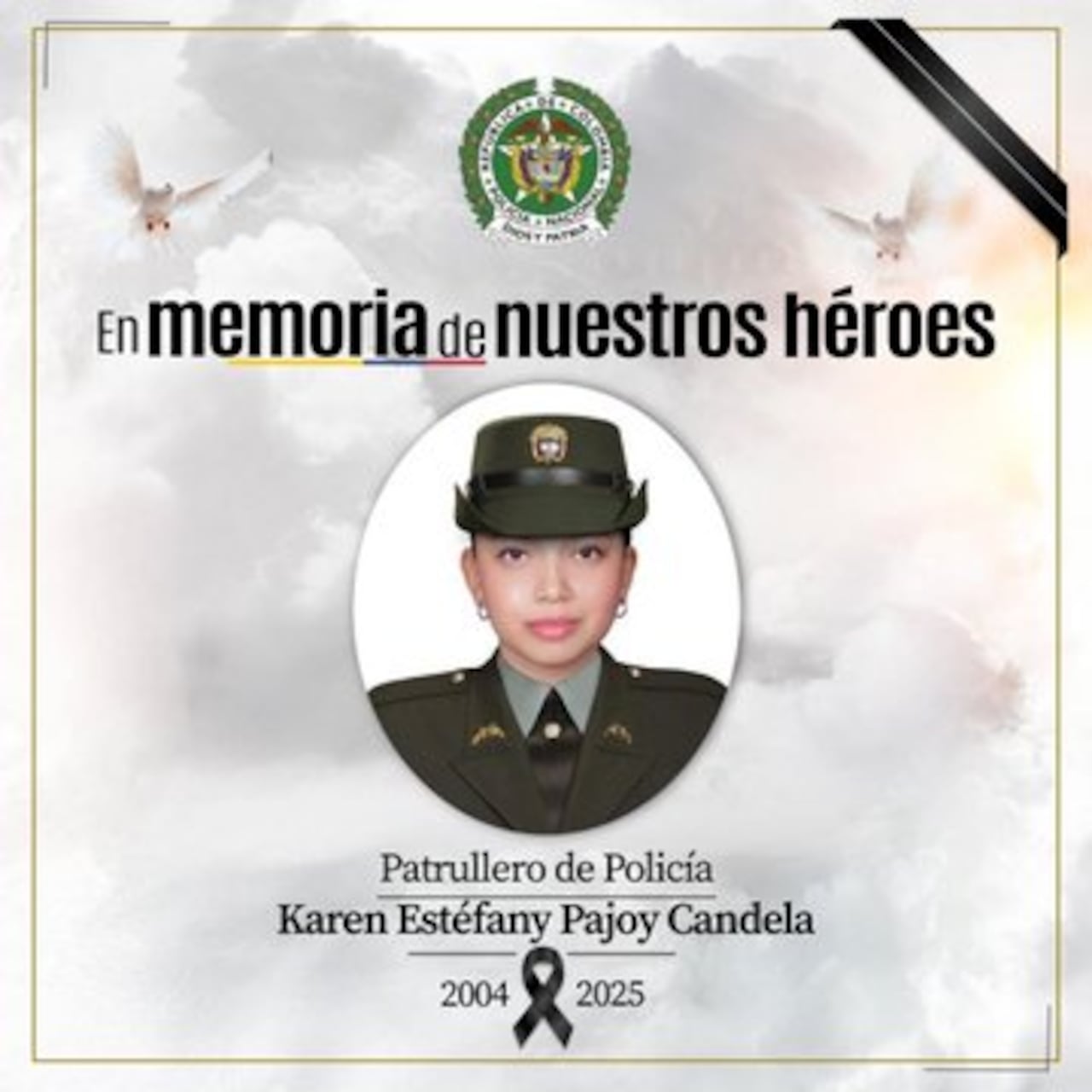 La Policía Nacional condenó el asesinato de la patrullera de 21 años, Karen Estefany Pajoy Candela, en zona rural de La Plata, Huila.