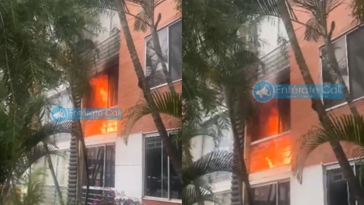 Incendio en el barrio Valle del Lili, sur de Cali.