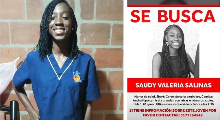 Saudy Valeria Salinas, menor de edad, es buscada por su familia luego de que fuera vista por última vez el 4 de octubre, alrededor de las 7:30 de la noche