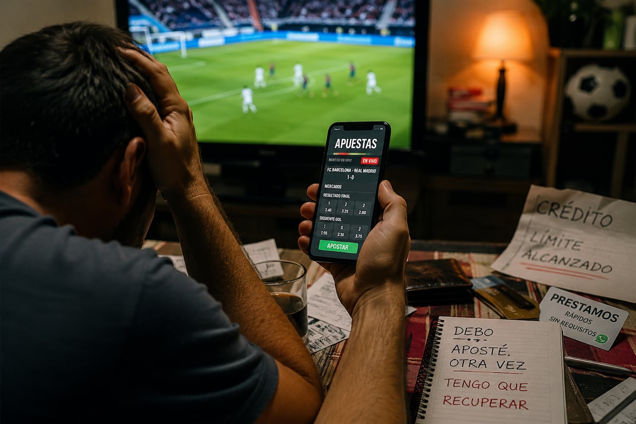 Las apuestas dejaron de ser exclusivas de los casinos. Hoy basta un celular para jugar en tiempo real durante un partido, una facilidad que especialistas asocian con el aumento de los casos de ludopatía.