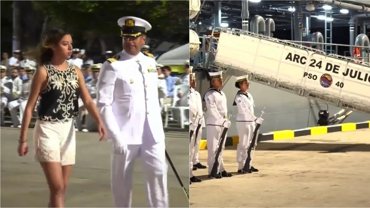 Antonella Petro, hija del presidente Gustavo Petro en evento de la Armada Nacional.
