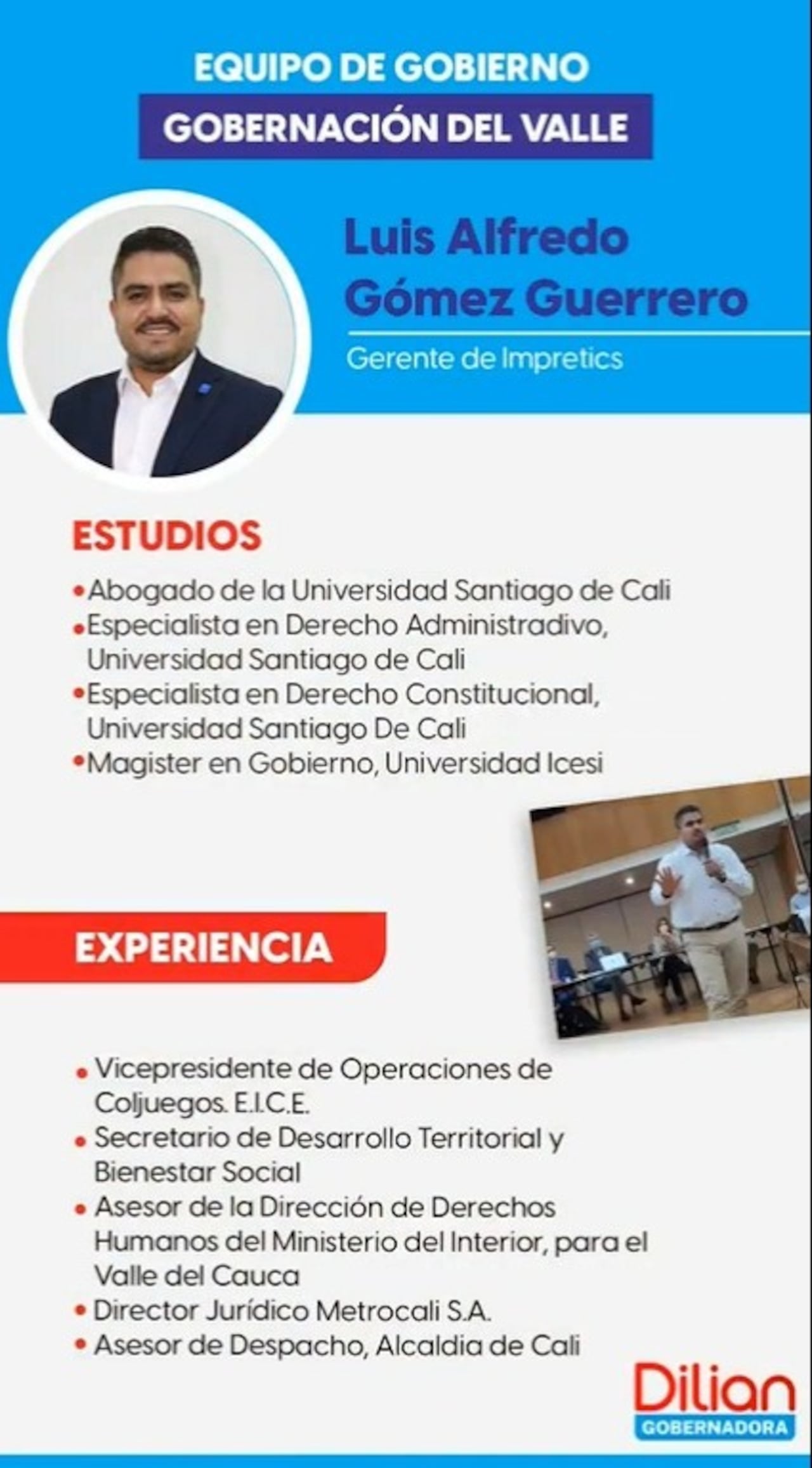 Esta es la hoja de vida de Luis Alfredo Gómez.