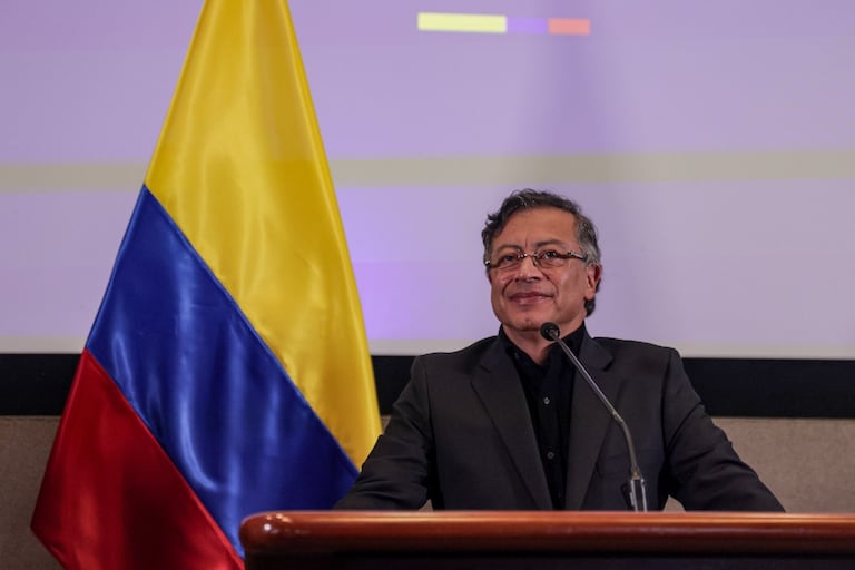 El presidente de la República, Gustavo Petro, durante una rueda de prensa en Washington, Estados Unidos.