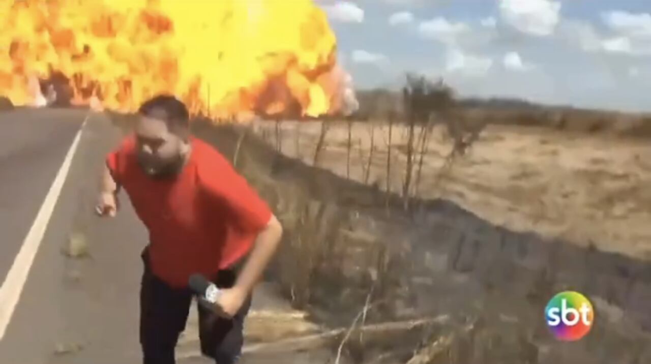 Pese a la distancia que había, el equipo de SBT sufrió quemaduras de segundo grado.