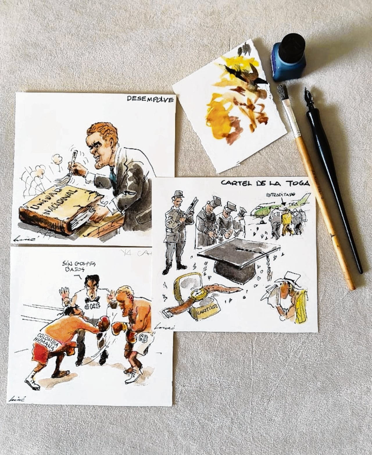 Caricaturas a color, de Luisé.