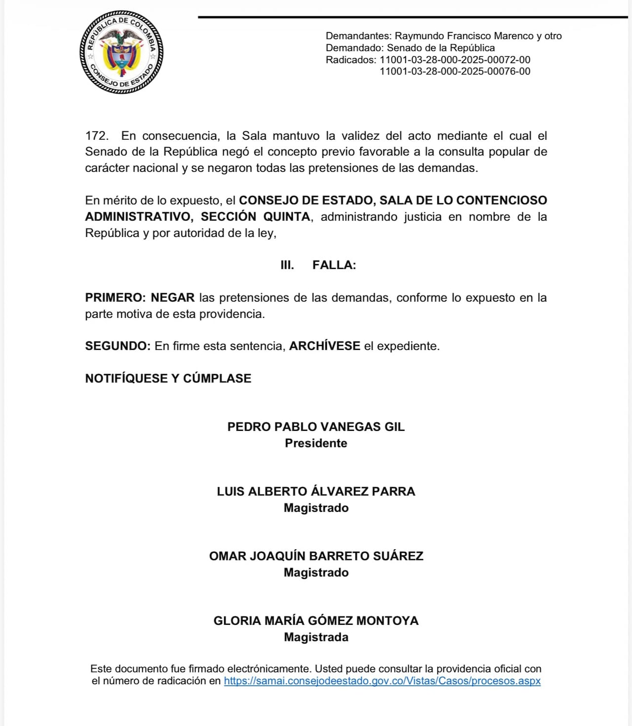 Esta fue la conclusión del Consejo de Estado.