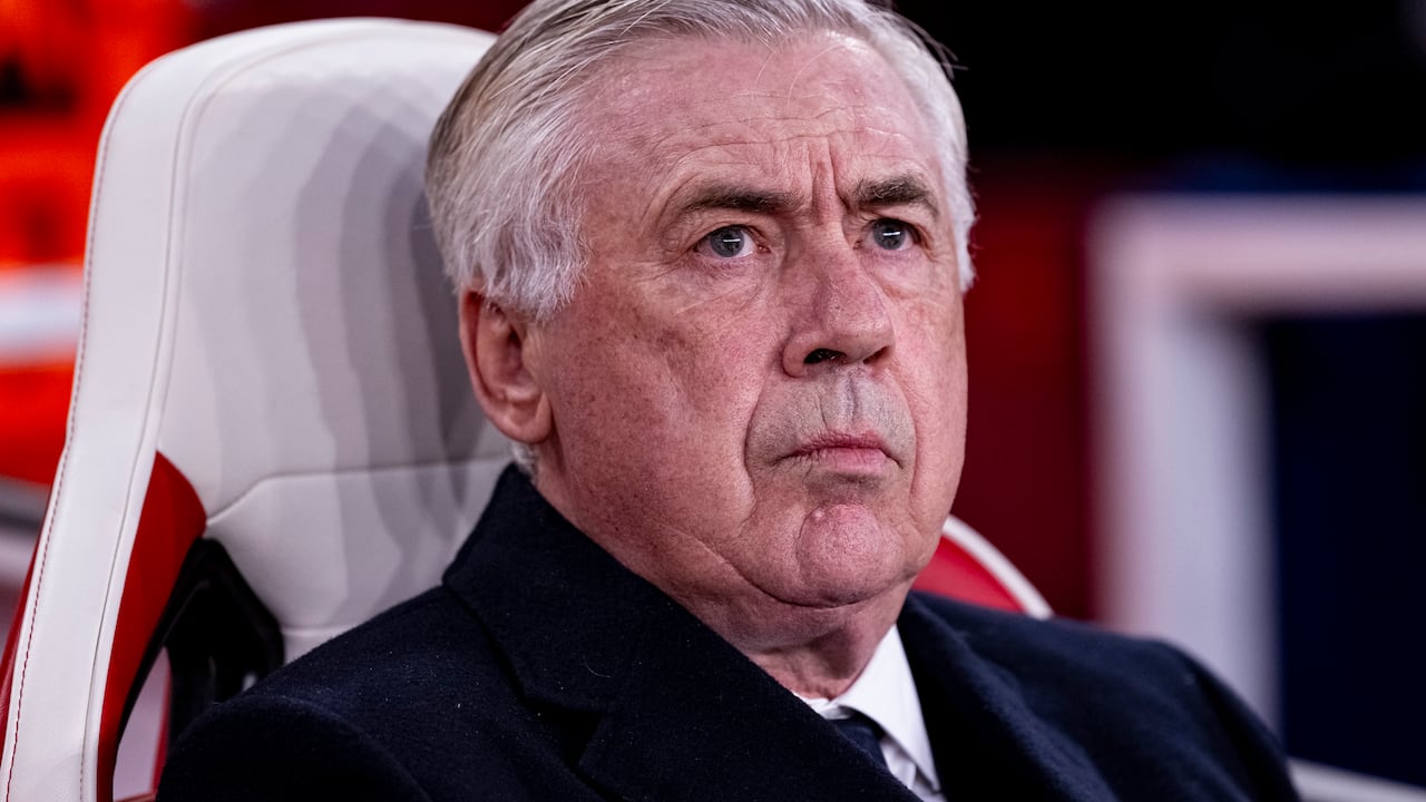 LONDON, ENGLAND - APRIL 8: Head Coach Carlo Ancelotti of Real Madrid looks on during the UEFA Champions League 2024/25 Quarter Final First Leg match between Arsenal FC and Real Madrid C.F. at Emirates Stadium on April 8, 2025 in London, England. (Photo by Richard Callis/Sports Press Photo/Getty Images)