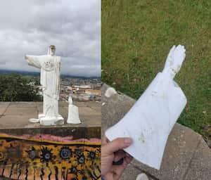 Vándalos destruyeron el monumento a Cristo Rey que fue ubicado en El Morro de Tulcán en Popayán.