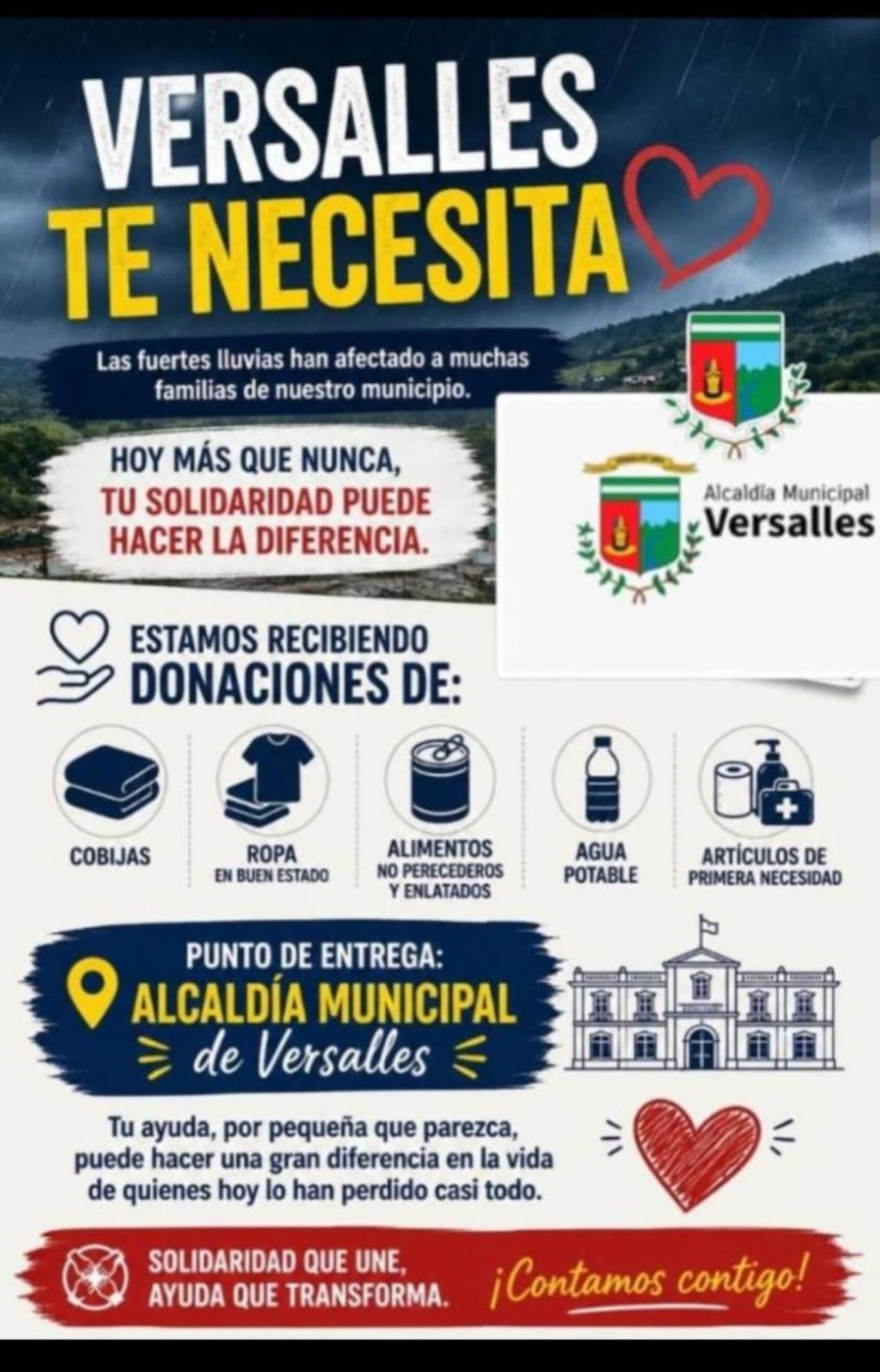 Lluvias causan estragos en Versalles: Sin vías y con casas inundadas.