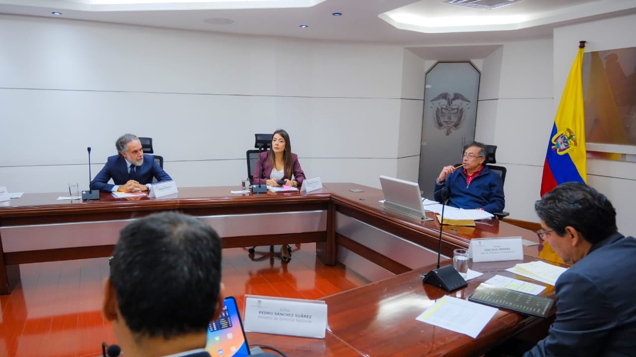 El presidente Gustavo Petro en consejo de seguridad al interior de la Casa de Nariño.