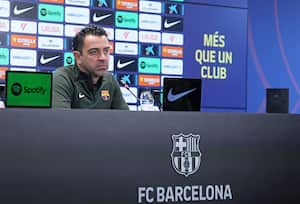 Xavi Hernández en rueda de prensa.