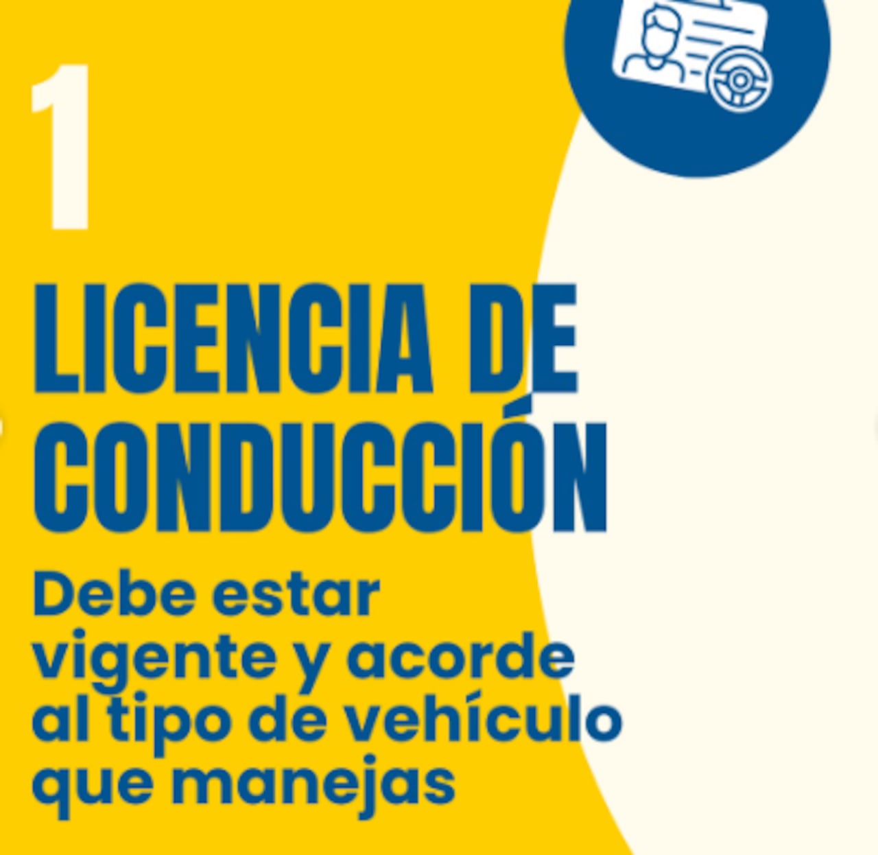 El primer documento indispensable es la Licencia de Conducción.