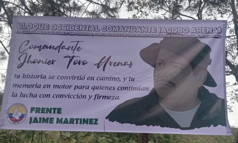 Vallas de las disidencias de las Farc que aparecieron en Jamundí, Valle del Cauca