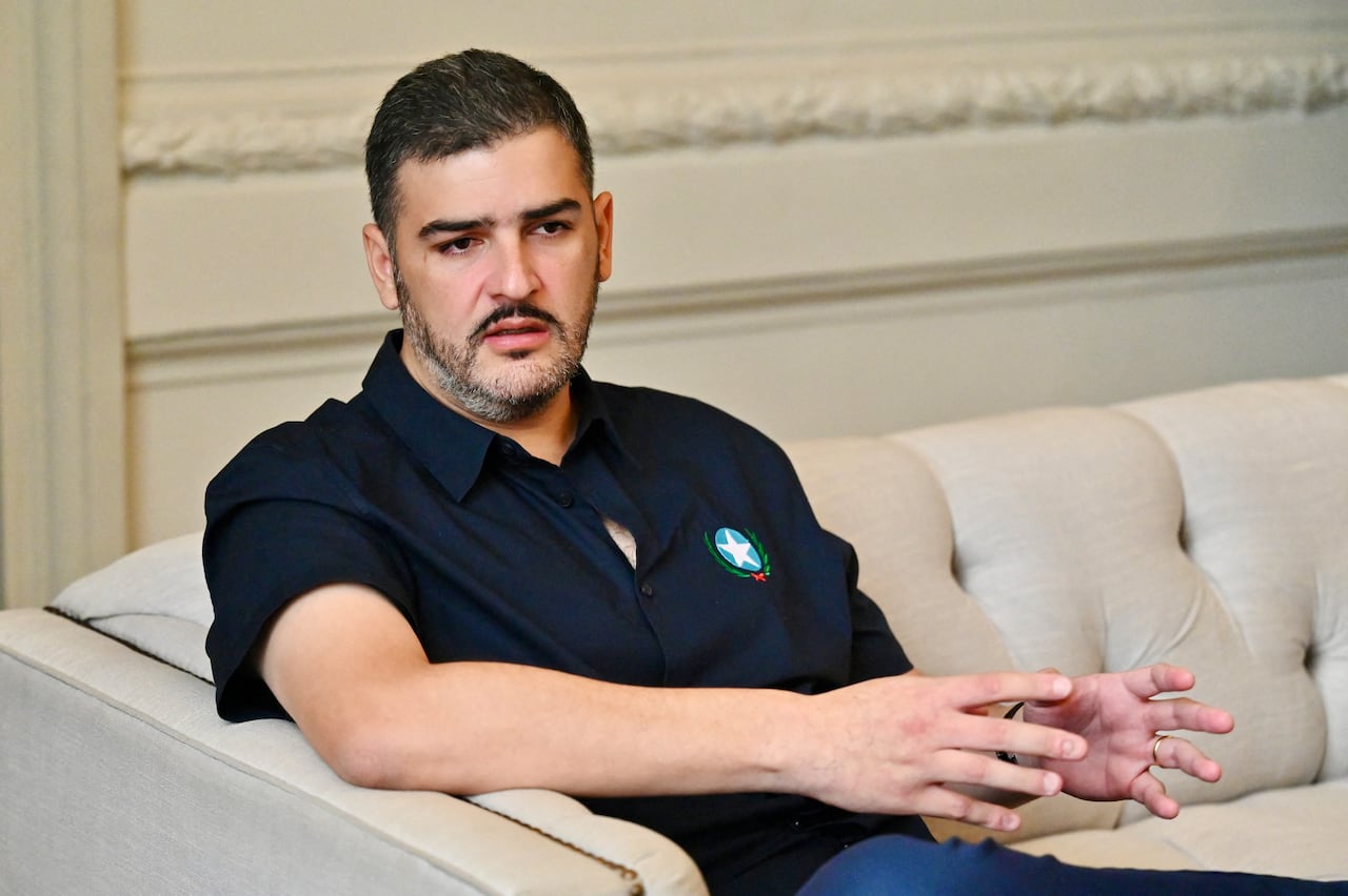 Guayaquil mayor Aquiles Alvarez speaks during an interview with AFP in Guayaquil