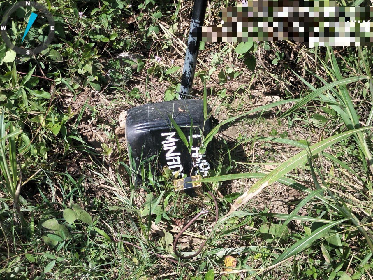 Mina antipersona abandonada por las estructuras de las 'paz total' en Norte de Santander.