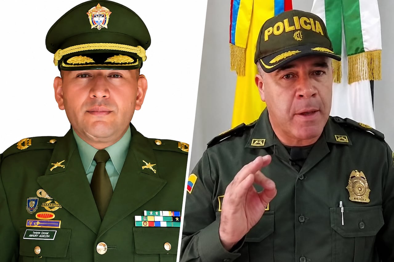 El coronel coronel Amaury Linsay Aguilera, nuevo comandante de la Policía Valle y el Coronel Néstor Armando Piñeda Castellanos, nuevo comandante de la Policía en Cali.
