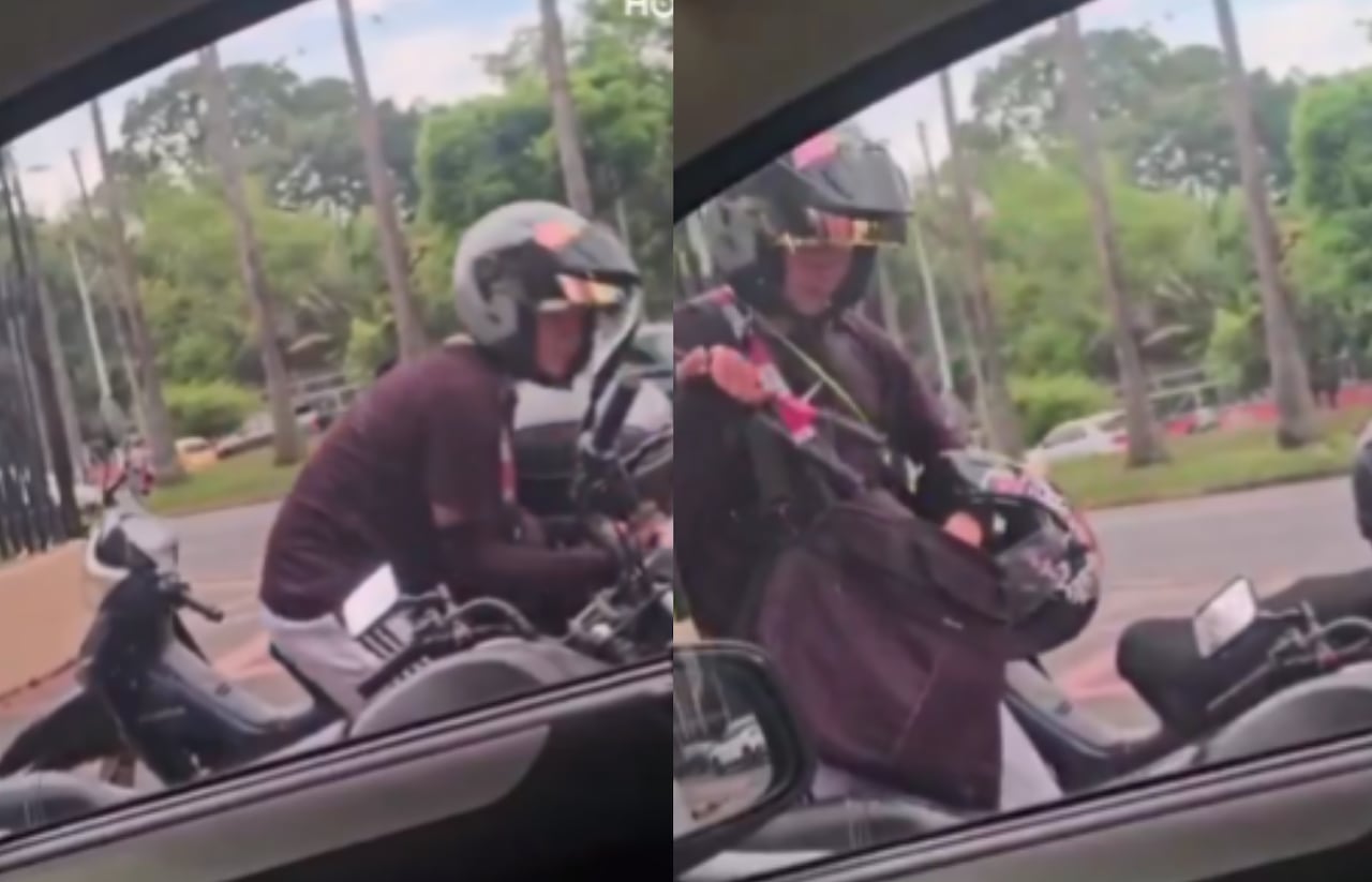 El delincuente corta la cadena de seguridad en un par de movimientos y se apodera del accesorio.