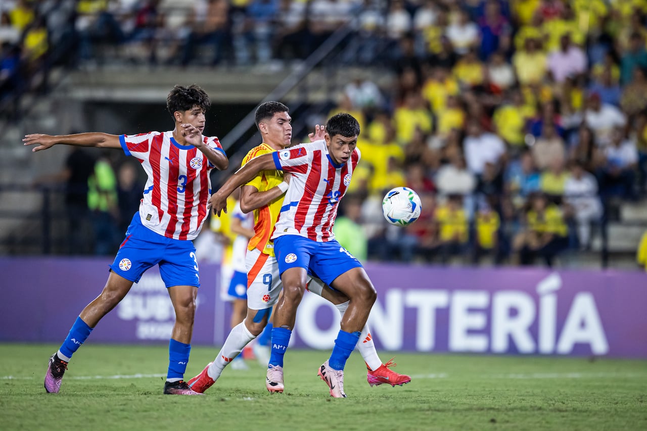 Imagen del partido entre Colombia y Paraguay, por el Sudamericano Sub-17 de Colombia 2025.