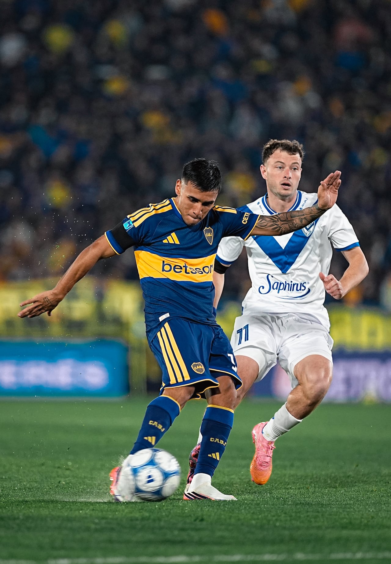 Imagen del partido entre Boca Juniors y Vélez Sarsfield por la Liga de Argentina.
