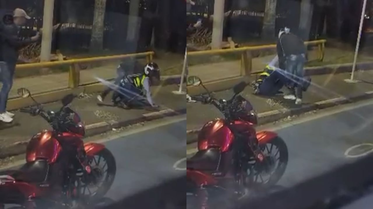 El guarda de tránsito fue agredido a golpes en el rostro durante un operativo de control por invasión del bicicarril en Cali.