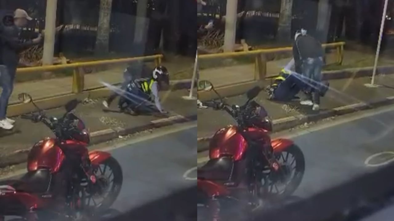 El guarda de tránsito fue agredido a golpes en el rostro durante un operativo de control por invasión del bicicarril en Cali.