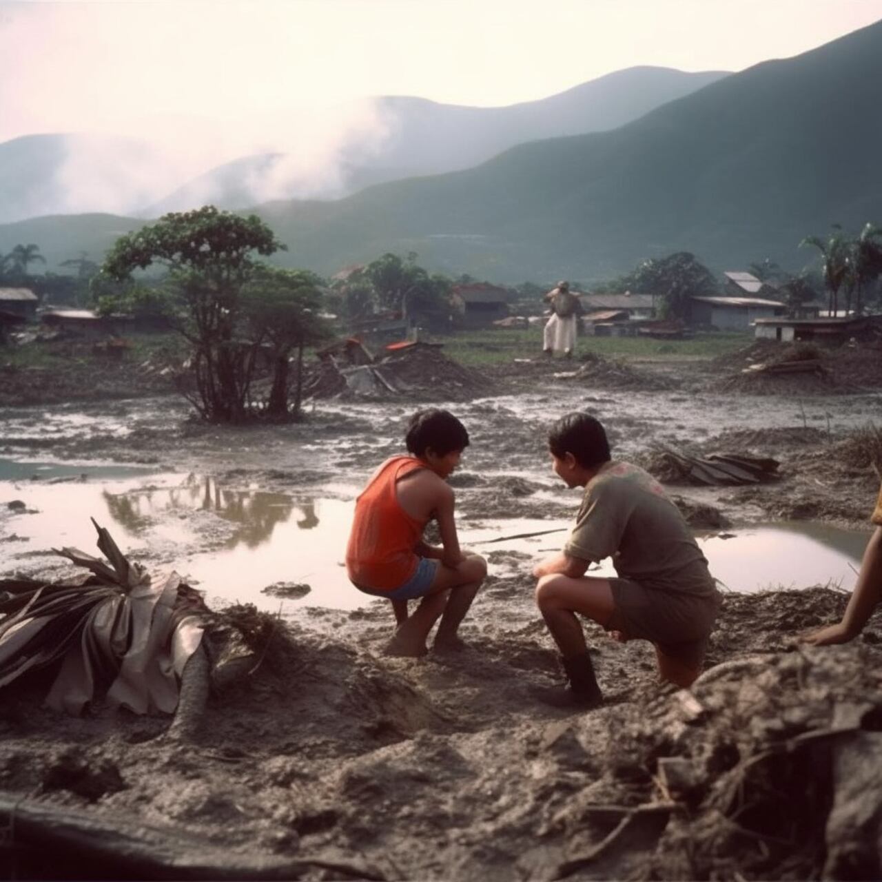 Las impactantes imágenes de lo que podría pasar en caso de que explote el volcán del Nevado del Ruiz, según la IA. Fotos de: Robby Bienestar, inteligencia artificial. Pulzo.