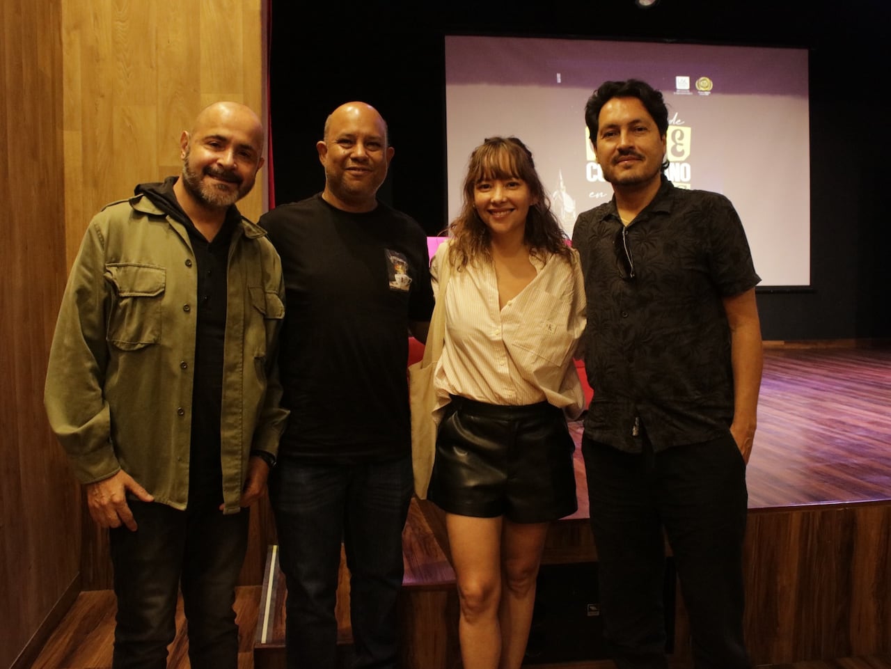 Jhon Mario Rivera (actor), Arturo Murgas (Cinema Carmes), Angélica Blandón (actriz), Jorge Navas (director de cine) en la Semana del Cine Colombiano),