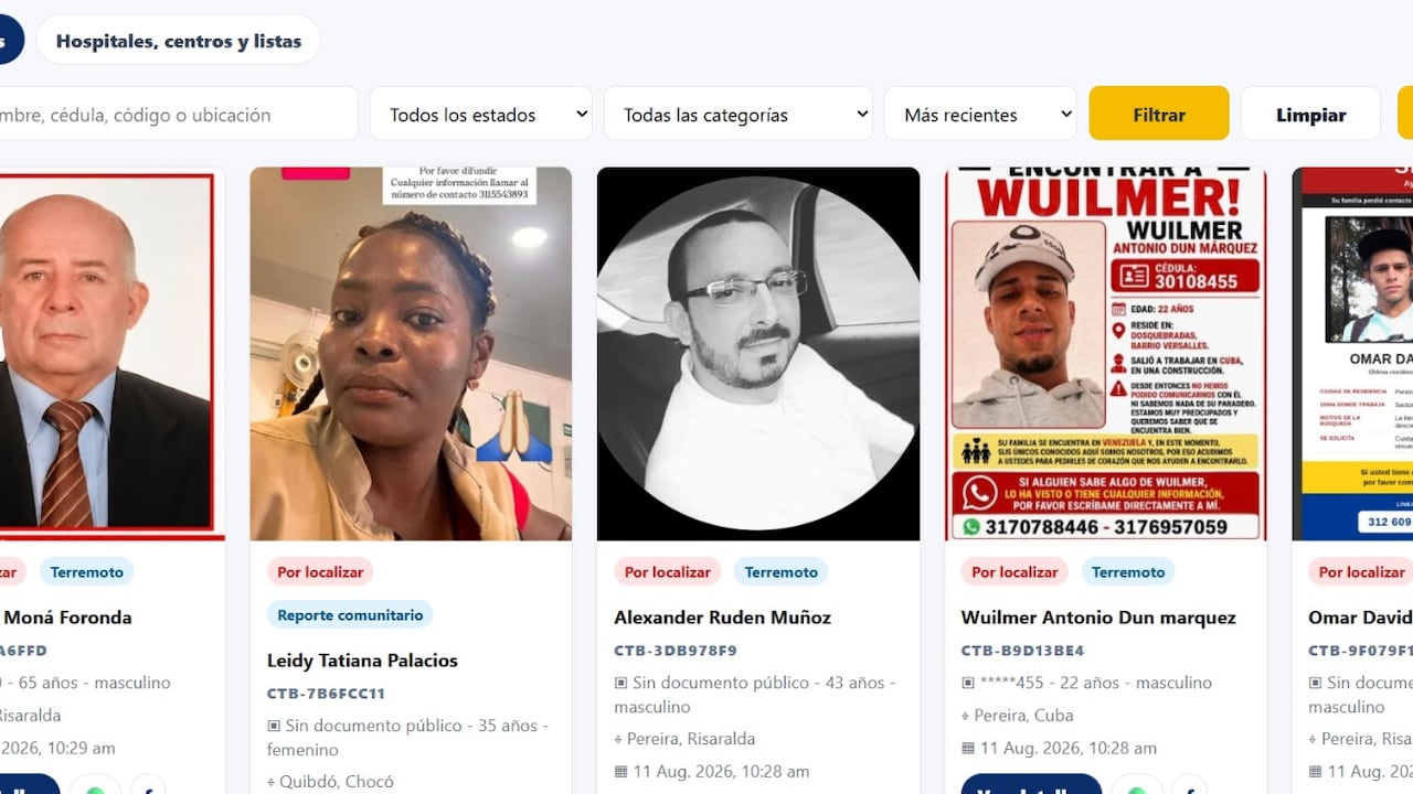 El portal Colombia Te Busca permite registrar información de personas cuyo paradero se desconoce tras la emergencia.