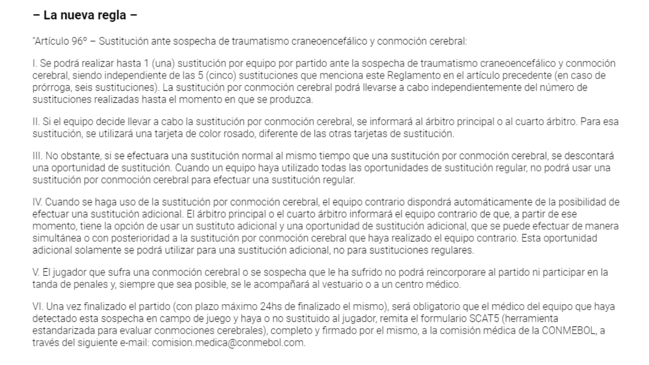 Cambio en el reglamento para la CONMEBOL Copa América